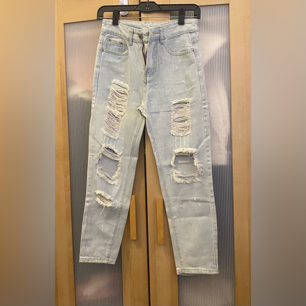 Unbranded rigid straight distressed jeans Size Small